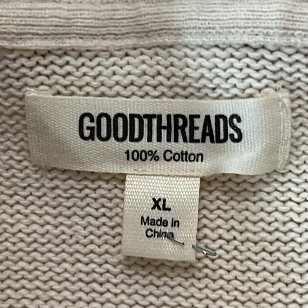 Goodthreads‎ Cotton Fold Over Collar Sweater Cream, Sz XL